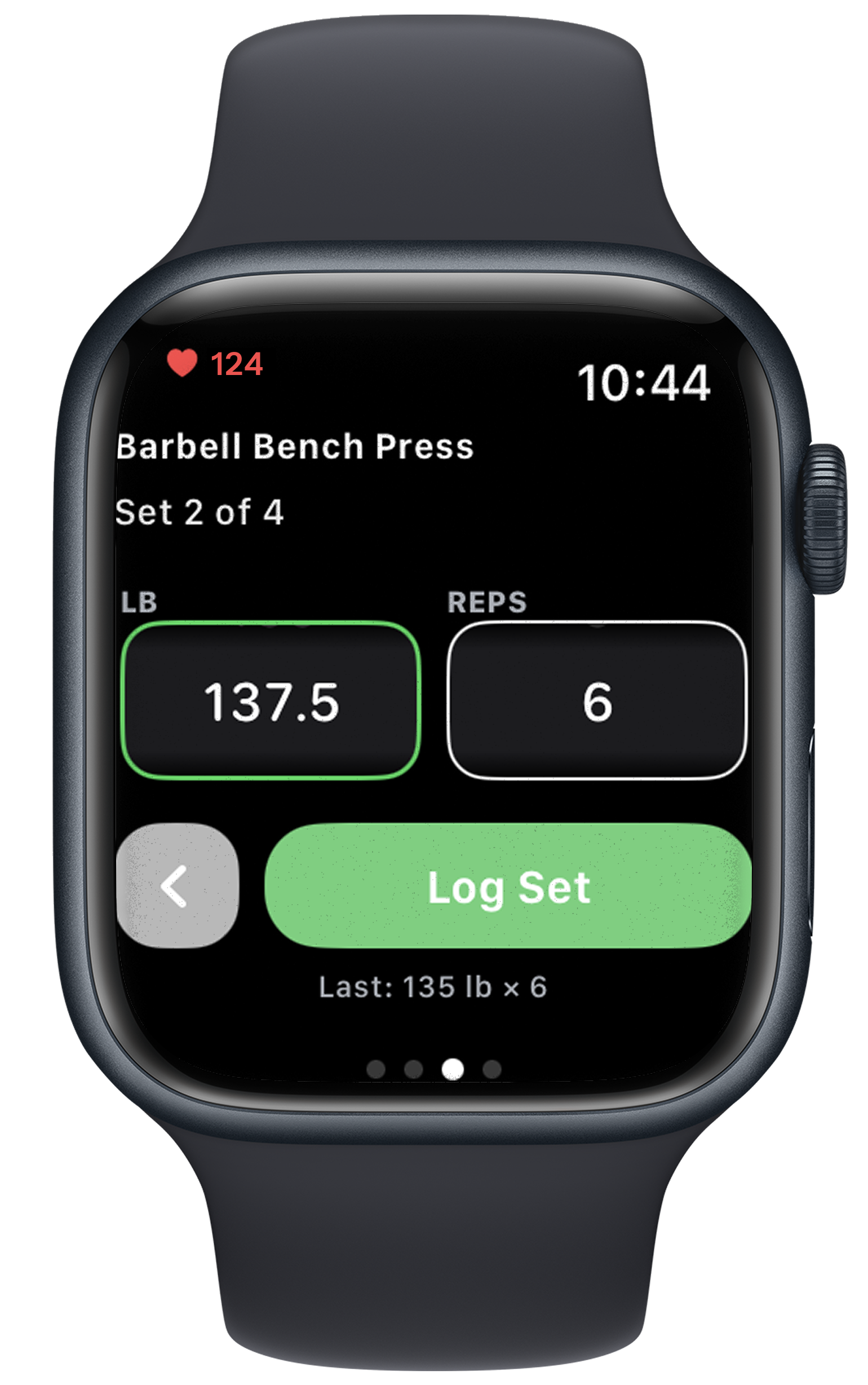 Logging a set on Apple Watch